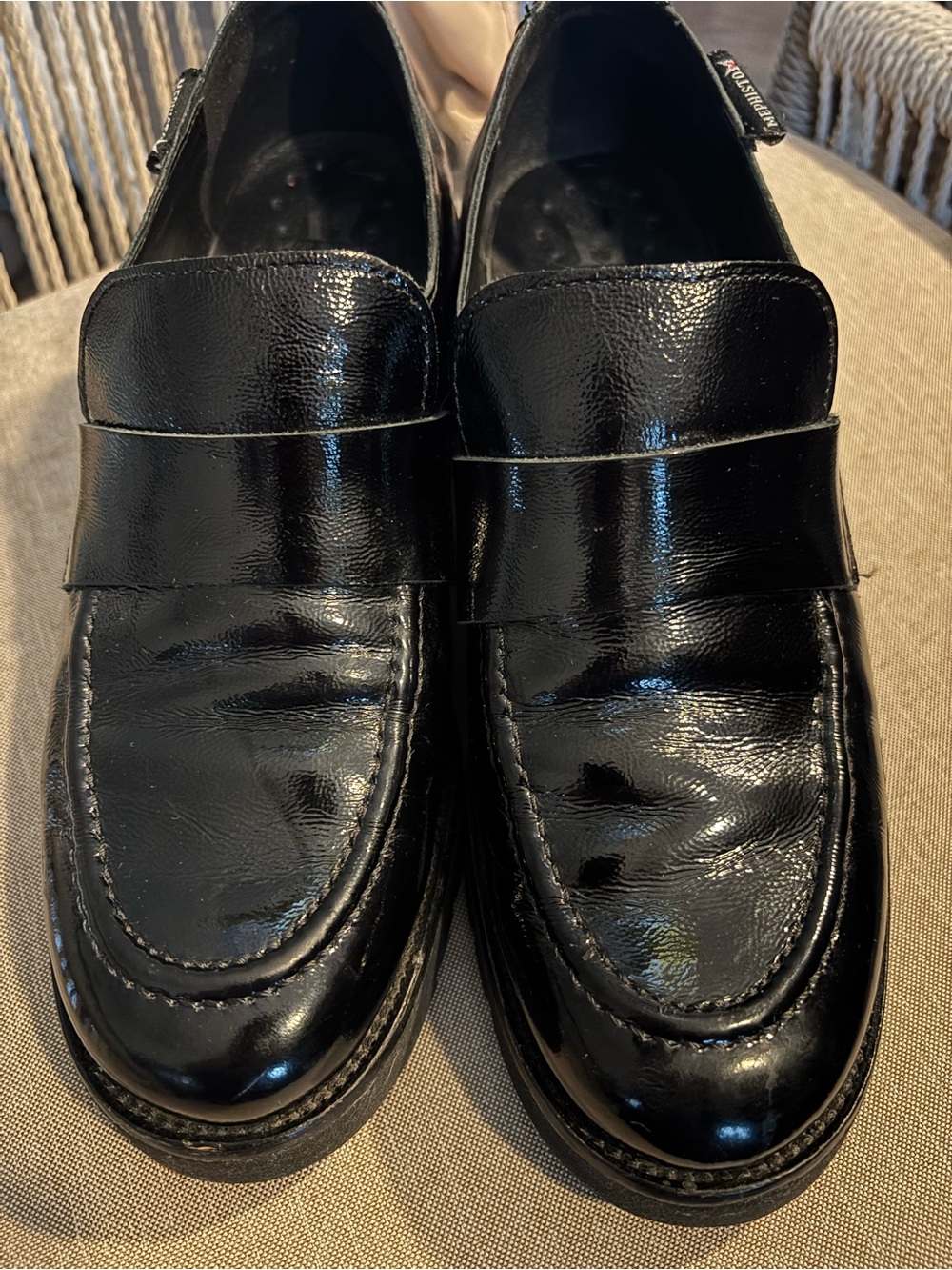 Mephisto Black Patent Leather Women's Penny Loafers